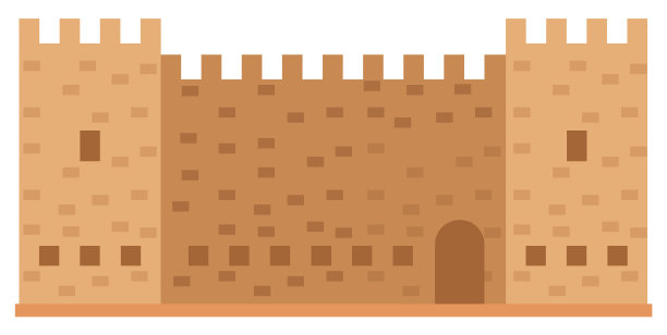 希腊古老的城镇，有高塔的中世纪堡垒图片下载