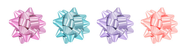 设置彩色弓孤立在白色现实图片下载