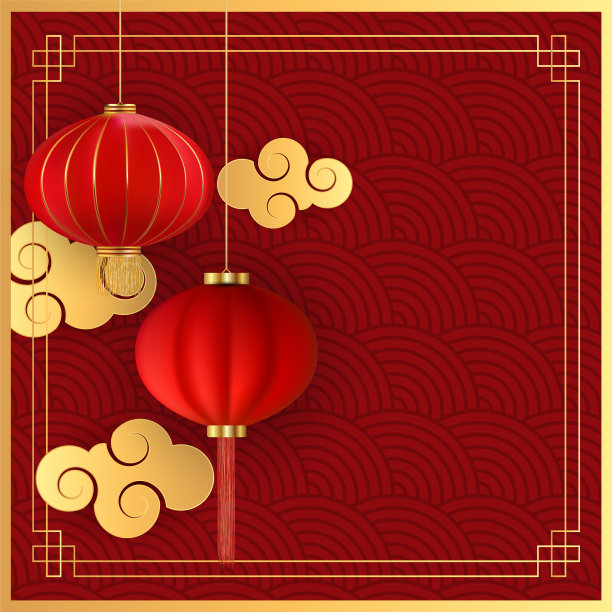 抽象的中国节日背景与挂件图片下载