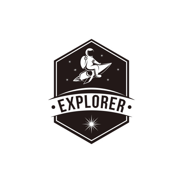 复古探险家太空宇航员吉祥物标志图标图片下载