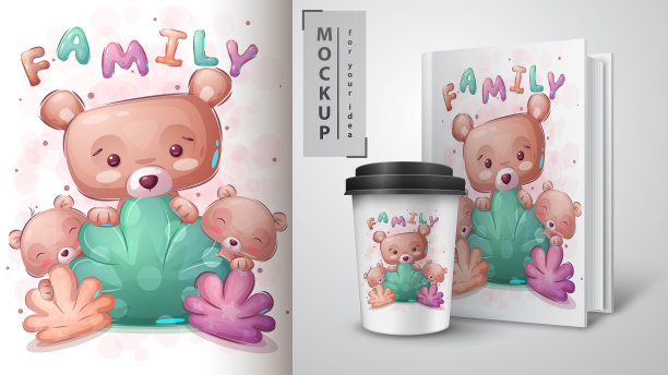 小熊家庭海报和商品图片下载