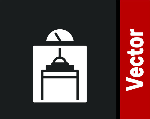 白色电梯图标孤立在黑色背景图片下载