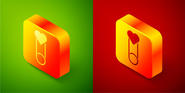 等距布衣大头针图标隔离在绿色图片下载