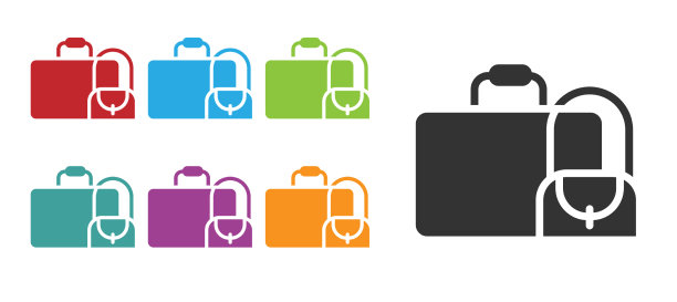 黑色行李箱旅行图标孤立在白色图片下载