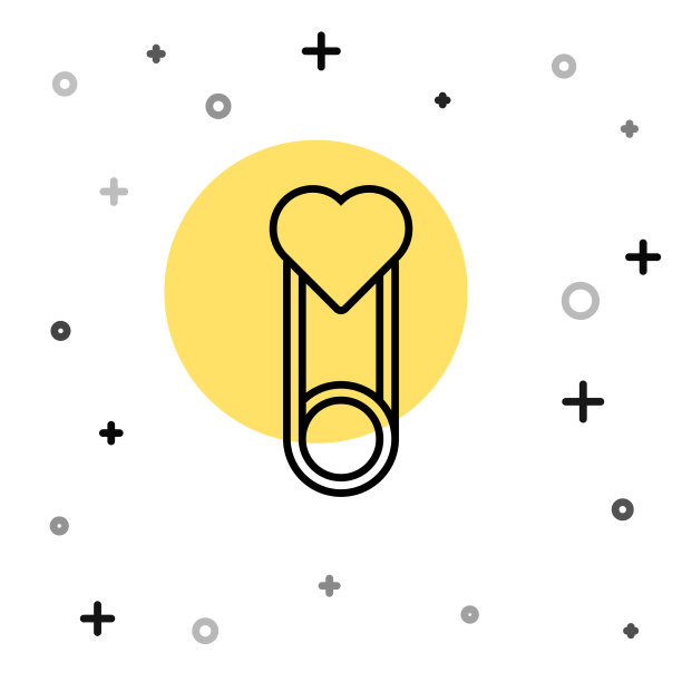 黑线布衣别针图标孤立在白色上图片下载