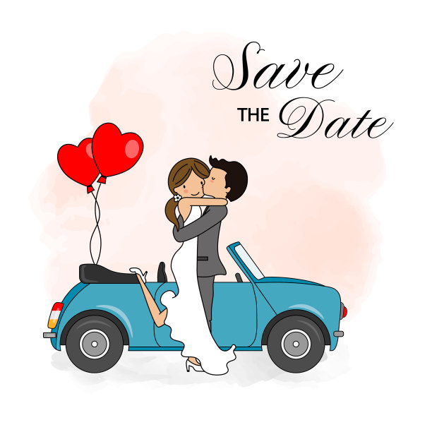 婚礼请柬新娘和新郎拥抱图片下载