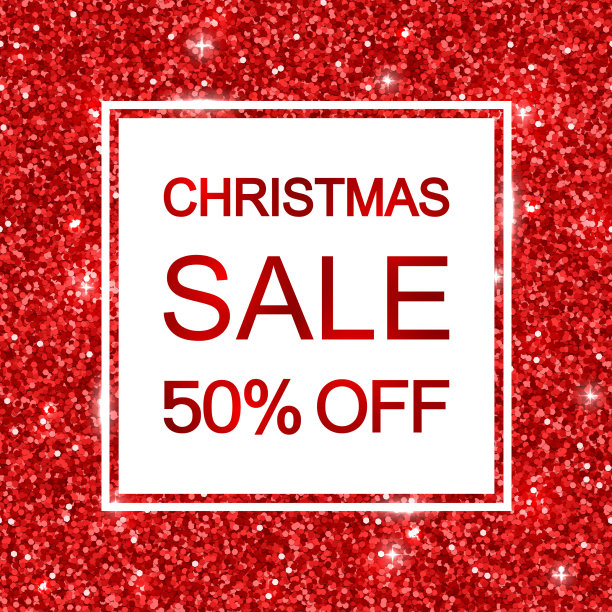 红色闪闪发光的圣诞促销横幅图片下载