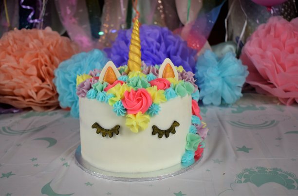 独角兽派对奶油蛋糕图片下载