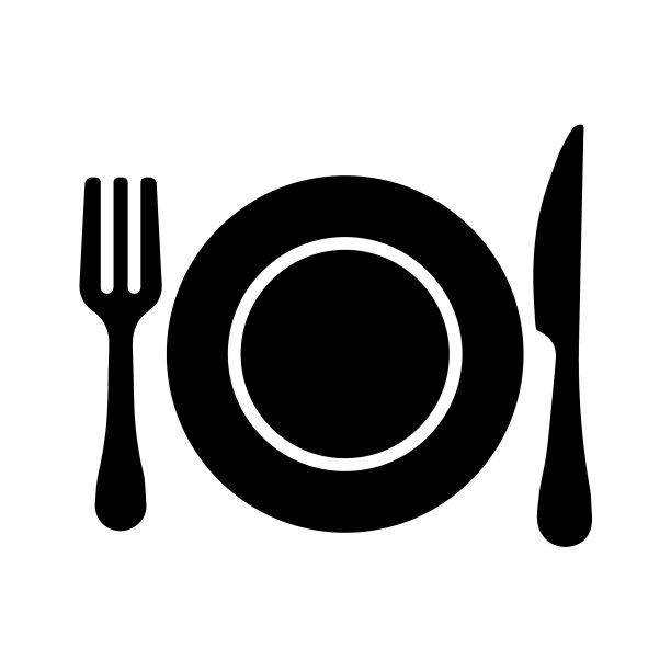 餐盘上刀叉字形图标图片下载