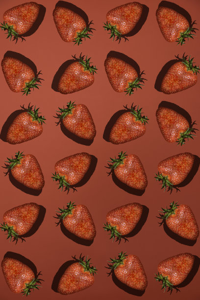 红色背景上的草莓图片下载