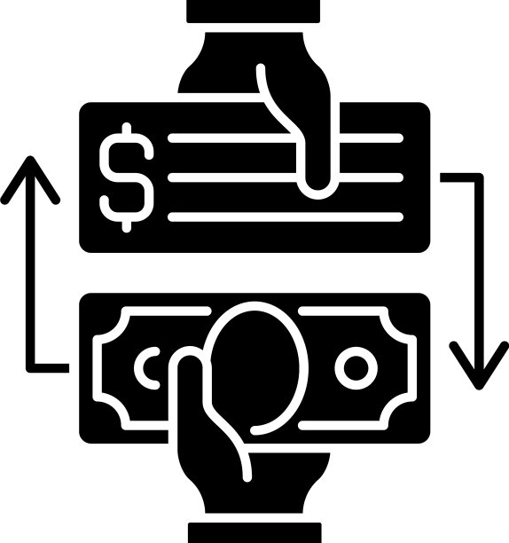 付款支票兑现黑色字形图标图片下载