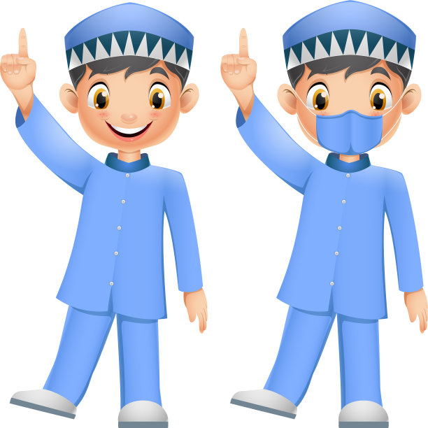 可爱的穆斯林男孩戴着面具图片下载