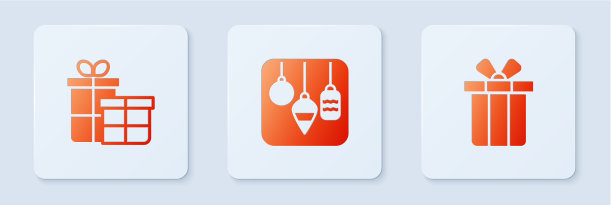 圣诞灯饰礼盒和白色方块图片下载