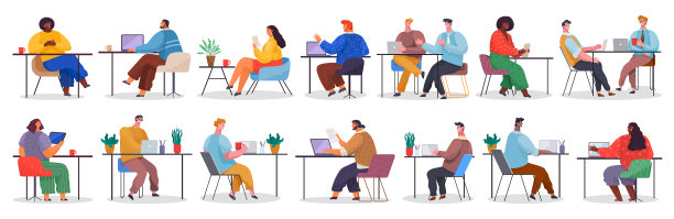 在办公室工作的商业人物图片下载