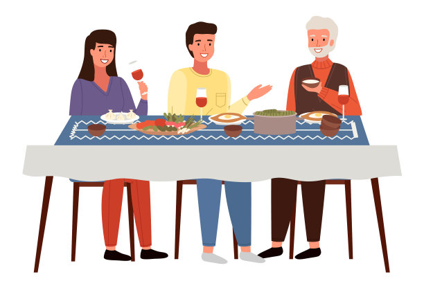 这家人用乔治王朝风格的食物进餐图片下载