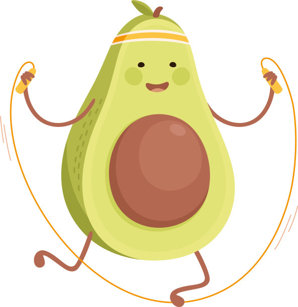 可爱的牛油果和跳绳跳有趣图片下载