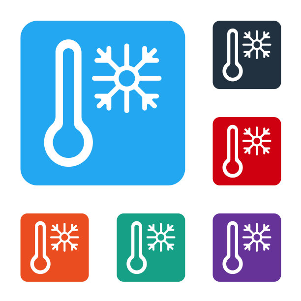 白色温度计与雪花图标隔离图片下载