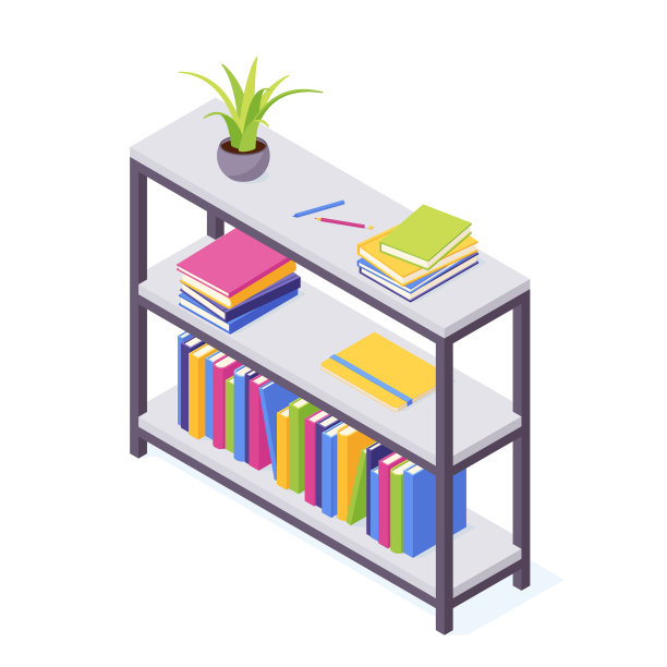 书架上的书等距排列图片下载