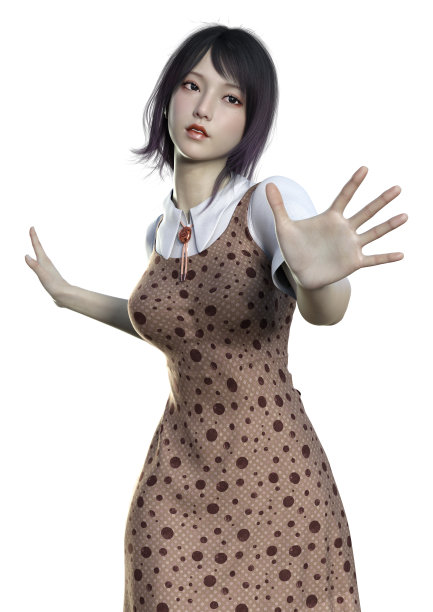 白色背景上的亚洲青少年女孩3D插画图片下载