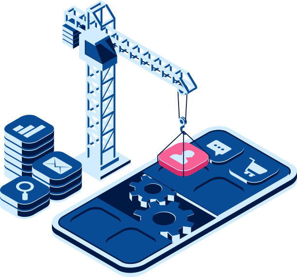 移动应用程序创建概念等距图标图片下载
