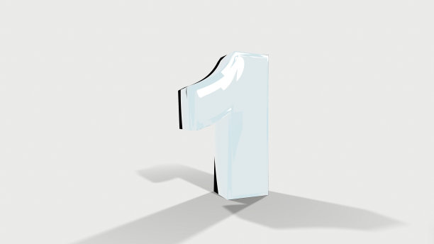 3D数字从平滑的蓝色玻璃与白色背景。图片下载