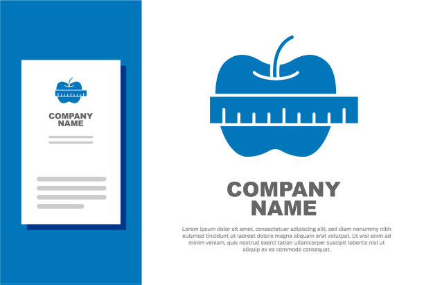 蓝色苹果和卷尺图标隔离图片下载