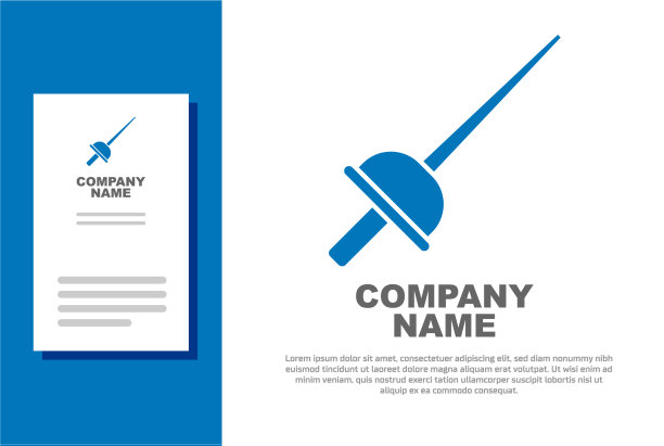 蓝色击剑图标孤立在白色背景上图片下载