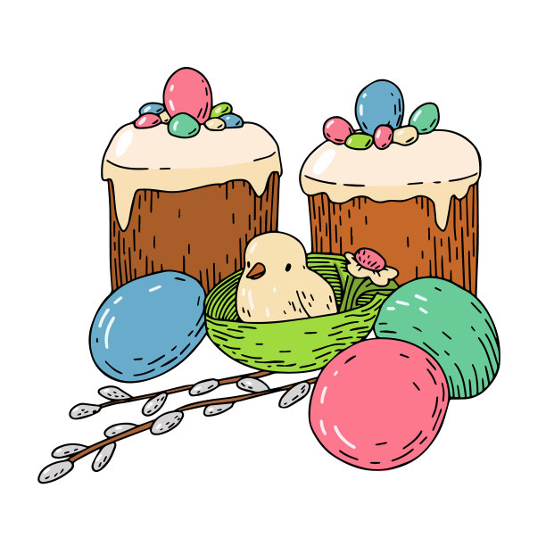 有复活节蛋糕和彩蛋图片下载