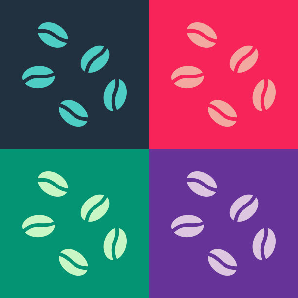 波普艺术咖啡豆图标孤立的颜色图片下载