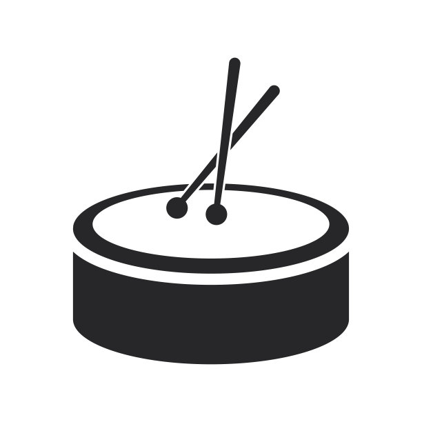 用棍子填满的黑色鼓。敲击乐器图标图片下载