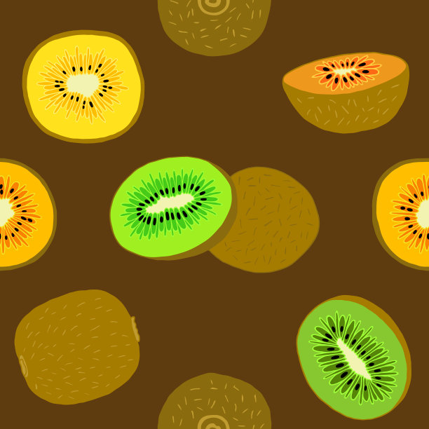 无缝矢量插图与猕猴桃和猕猴桃切片。图片下载