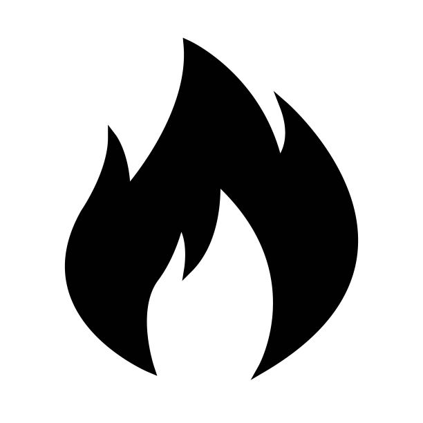 火或火焰标志黑色图标上的白色背景。新潮的平面孤立符号，标志可用于:插图，轮廓，标志，手机，应用程序，徽章，设计，网页，开发，gui, ui, ux。向量EPS 10图片下载