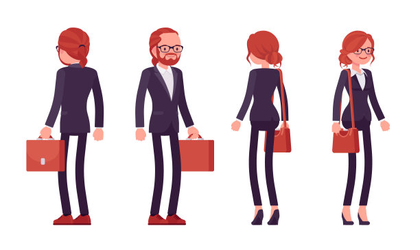 商人，女商人红发办公室职员，站着图片下载