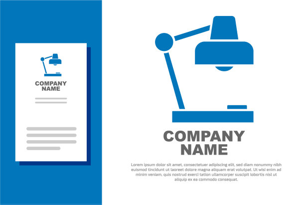 蓝色台灯图标孤立在白色背景上图片下载