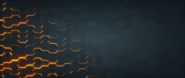 微妙发光六角形背景设计在碳纤维发光的一面和纹理表面宽水平组成图片下载