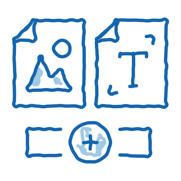 网页边的图像和文字涂鸦图标手绘插图图片下载