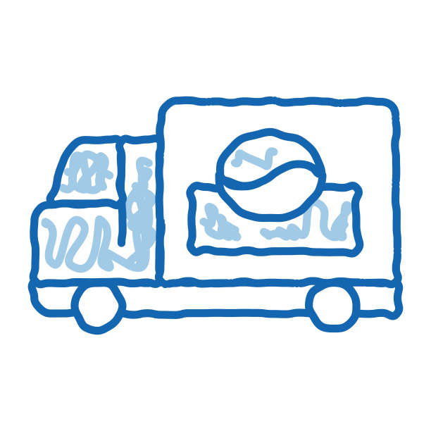 咖啡生产交付涂鸦图标手绘插图图片下载