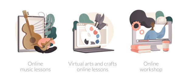 在线教育同时自我隔离抽象概念矢量插图。图片下载