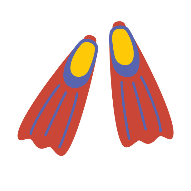 游泳的鳍。户外活动设备。鳍状肢图标。潜水装备。加快游泳的速度。暑假配件。你在海滩上需要的东西。平面向量插图。图片下载