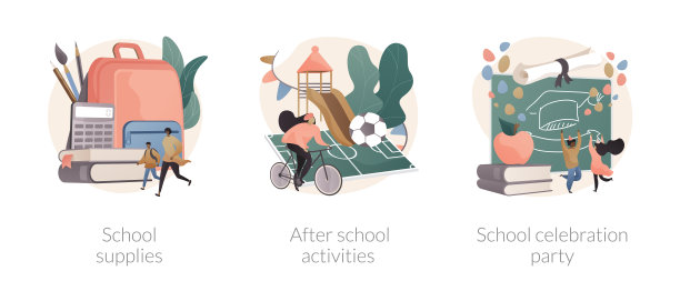 学校生活抽象概念矢量插图。图片下载