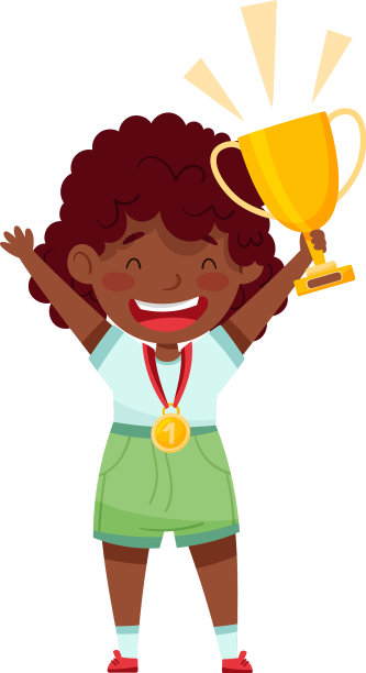 非裔美国小女孩拿着金杯图片下载