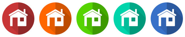 房子图标设置为红色、蓝色、绿色和橙色图片下载