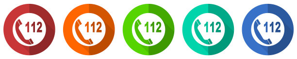 紧急呼叫图标设置为红色、蓝色、绿色和橙色图片下载