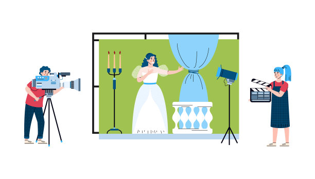 电影拍摄与摄影师和女演员卡通图片下载