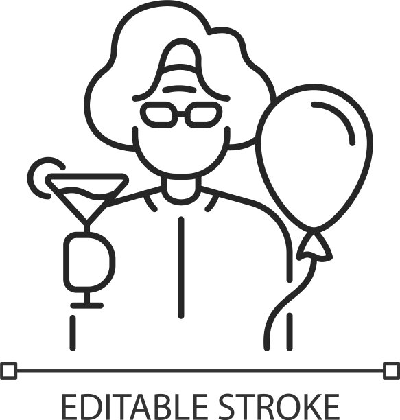 退休派对线性图标图片下载