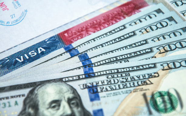 护照上有美国签证。入境及入境许可证图片下载