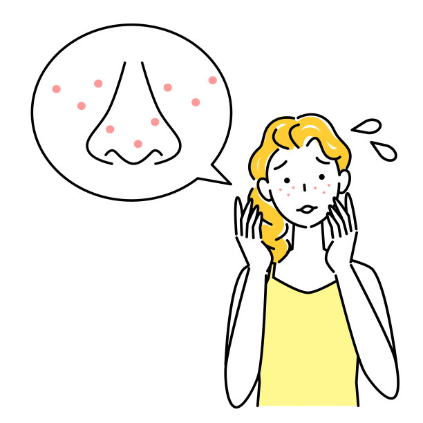 皮肤护理妇女谁有面部皮肤问题插图简单矢量皮肤护理。患有面部皮肤问题的女性。我脸上起了疹子。简单的说明。向量。图片下载