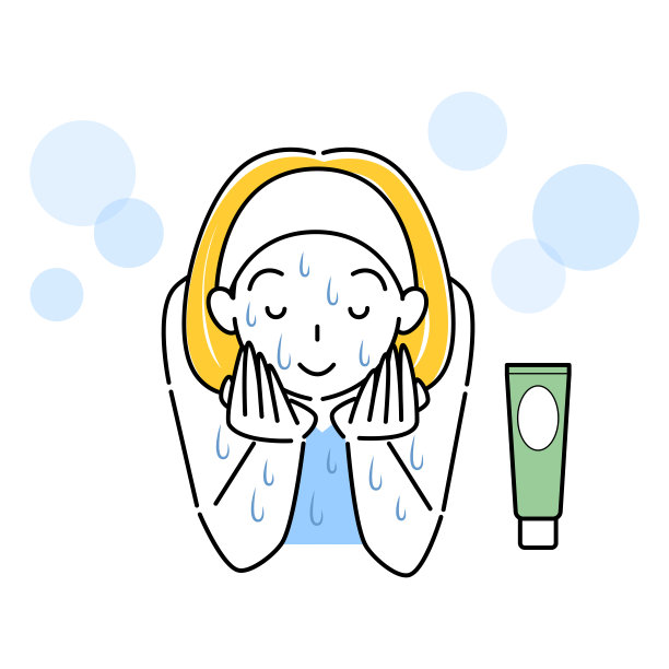 使用洗面奶的护肤女性正在洗掉泥膜，简单的矢量护肤插画。一个正在洗脸的女人。我正在洗掉泥膜。简单插画。矢量图片下载