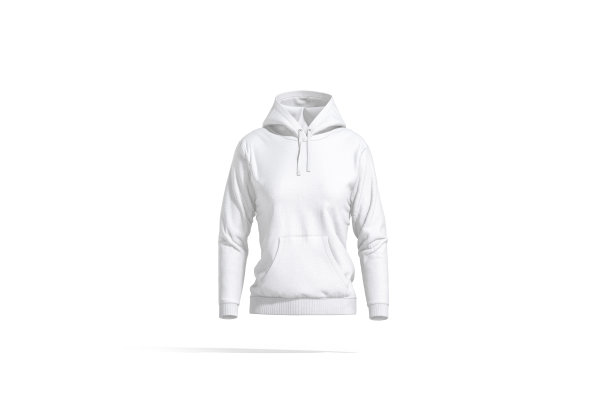 空白白人妇女运动帽衫模型，正面视图图片下载
