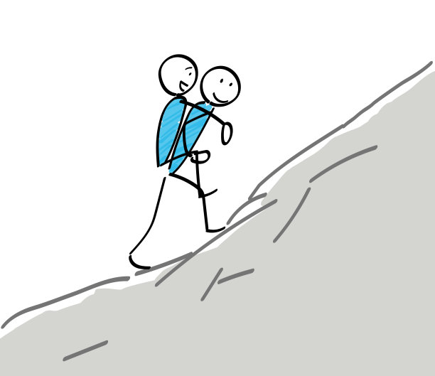 骑在背上的Stickman在攀爬图片下载